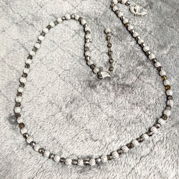 Vintage Trifari Crown 1962 White Rhodium Beaded Necklace "Electra Collection" - Picture 8 of 15